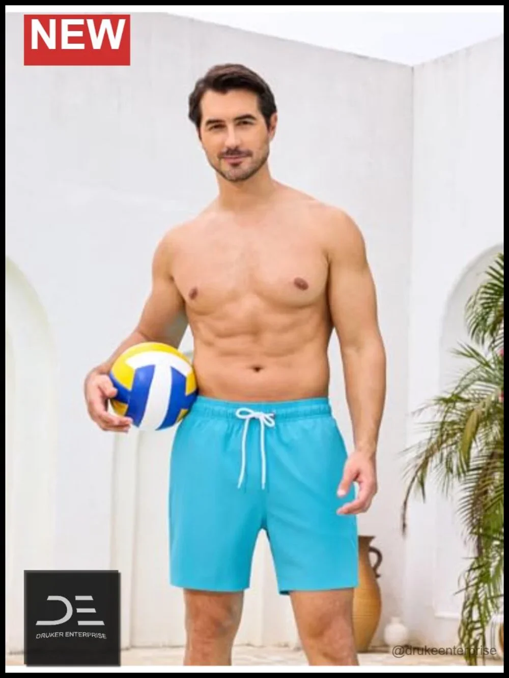 Men's Swim Trunks 2-in-1 with Compression Liner Quick Dry 7-Inch Zipper Pockets